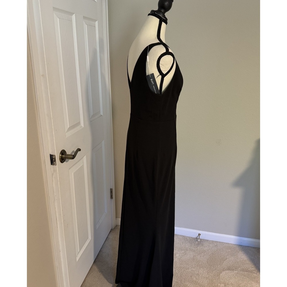 BUPT Black Mermaid Gown Womens M Deep V Low Back Formal Maxi Dress NWT - Picture 3 of 10